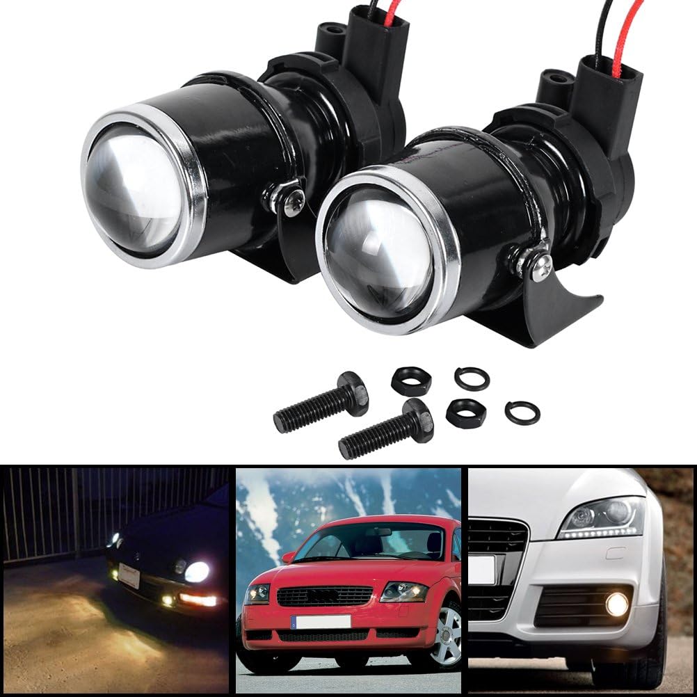 Astra Depot 2x 55W H3 Projector Glass Lens Driving Fog Lamp Light Halogen Bulb and Bracket Kit