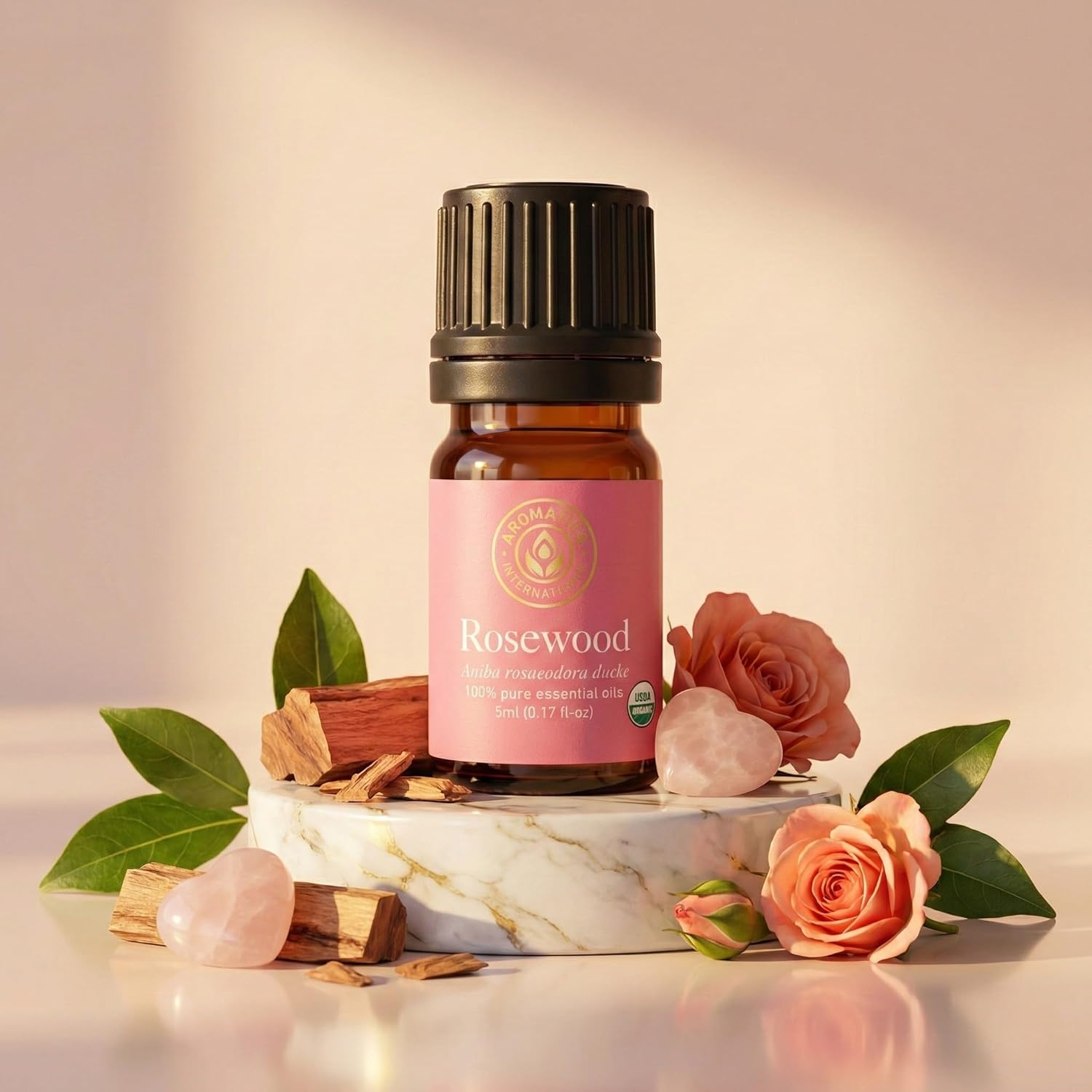 Aromatics International Premium Organic Rosewood Essential Oil 5ml | 100% Pure Essential Oil for Diffusion & Aromatherapy