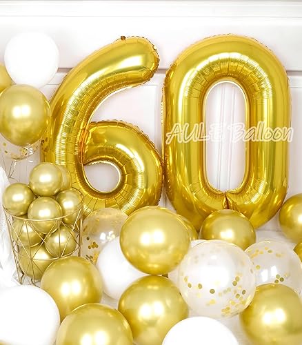 Miniatura 4 de AULE Globos grandes de Mylar de 40 pulgadas para hombres y mujeres, decoraciones de fiesta de cumpleaños de 60 años, suministros de fiesta de