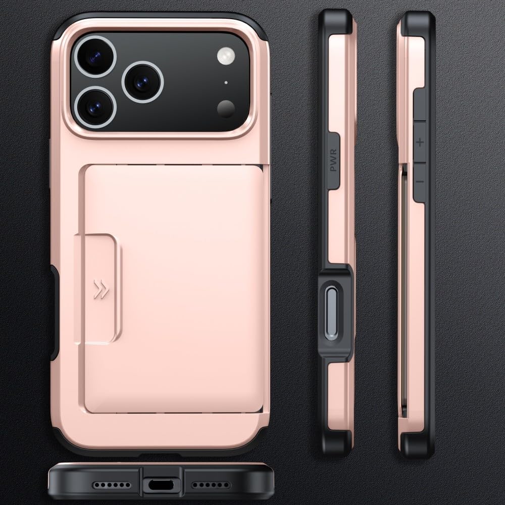 Generic Funda compatible con iPhone 17 Pro Max (color: negro), tarjetero deslizante, funda rígida de silicona