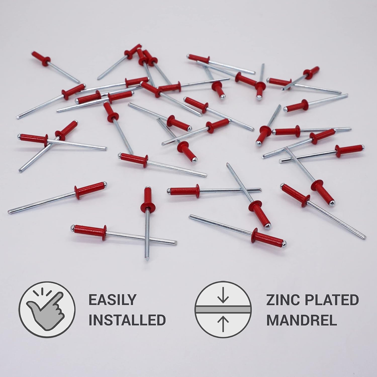 (Pack of 400 pcs) Painted Blind Rivets 4.0 x 14 mm, Dome Head, DIN 7337, Aluminum Rivet and Steel Mandrel, Pop Rivets (400, Ruby Red RAL 3003) - Image 3