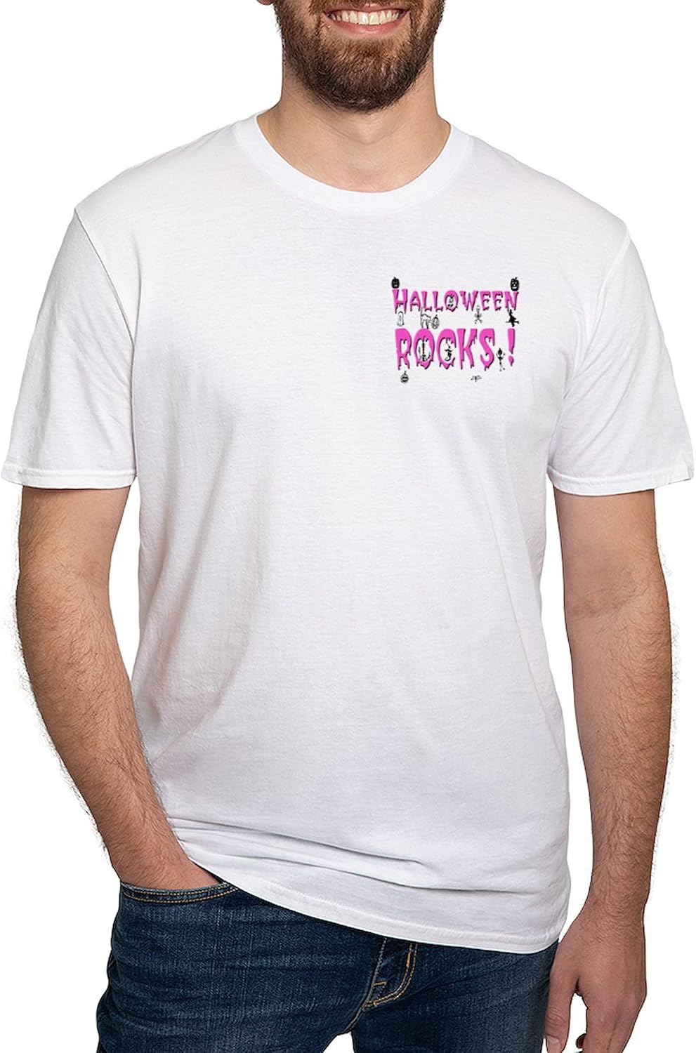 CafePress Halloween Rocks Fitted T Shirt Men's Semi-Fitted Classic Cotton T-Shirt