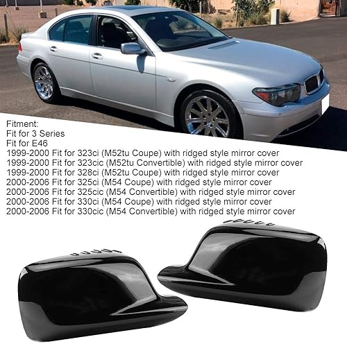 Miniatura 2 de Cubierta de espejo lateral, par izquierdo+derecho ABS carcasa de espejo retrovisor 51167074236 apto para E46 323Ci 325Ci 328Ci E65 E6, negro, Popular