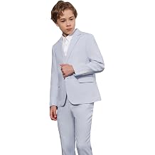 Lamgool Boys Suits Slim Fit Tuxedo Kids Formal Outfit 4-Piece Set with Blazer Jacket Shirt Vest Pants for Beach Wedding