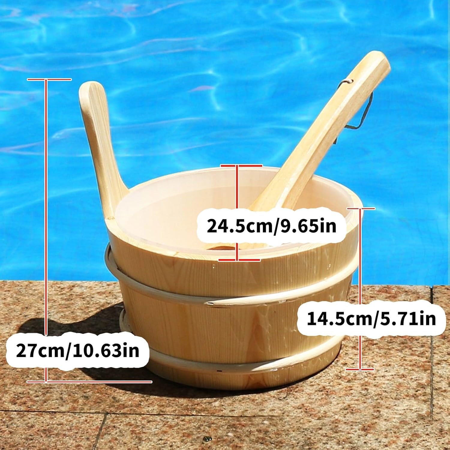 4L Large Capacity Steaming Bathroom Tool Tub Barrels Replacement Practical Sauna Water Bucket and Ladle Bath Accessories Wooden Sauna Bucket Ladle Set