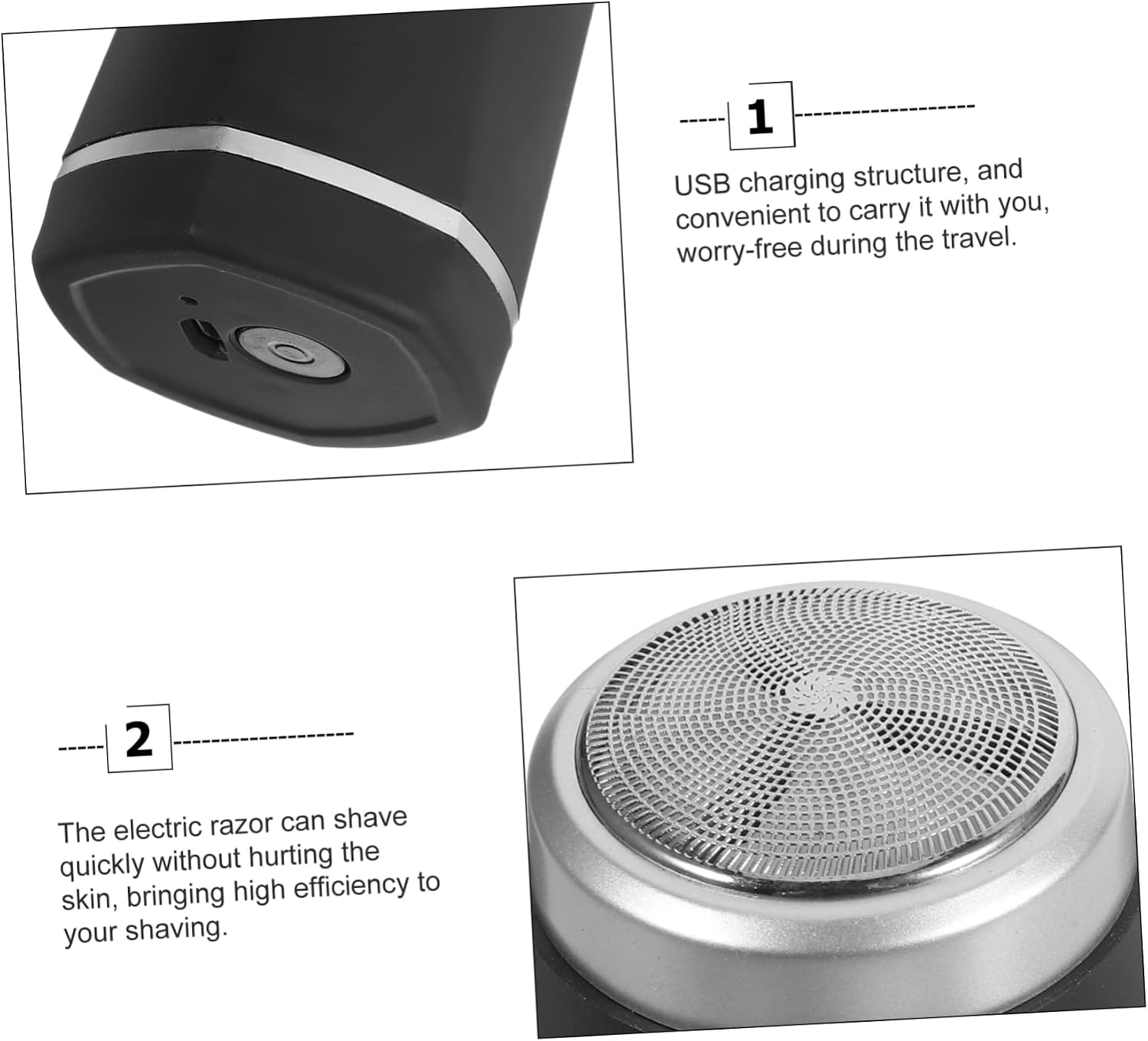 Portable USB Rechargeable Electric Shaver for Men, Travel Mini