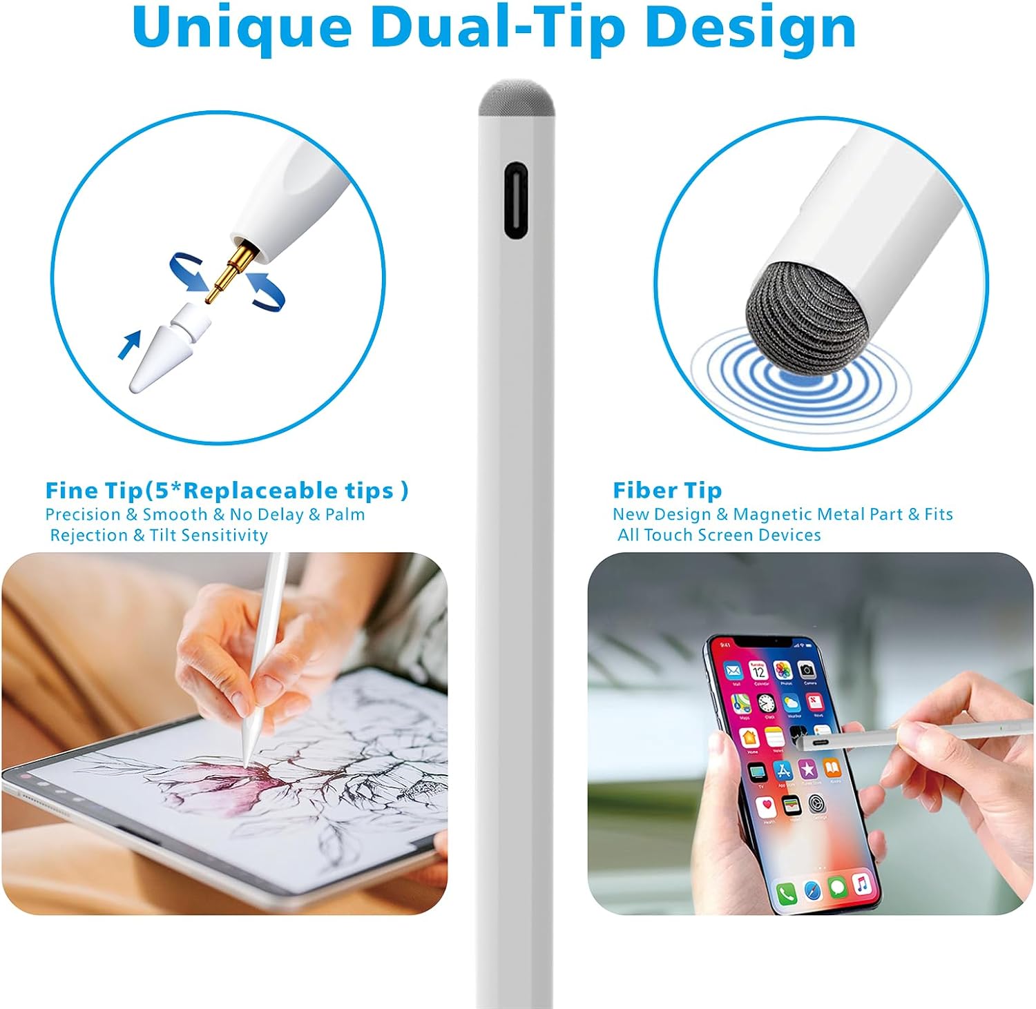 Stylus Pen for iPad11/10/9thGen,with Polishing Cloth,Tilt Sensitivity,Palm Rejection,for Pad Air11/13inch(M3/2), iPad Pro11/13/inch (M4),iPad Mini6/5th,iPad Pro 11/12.9 inch image 3