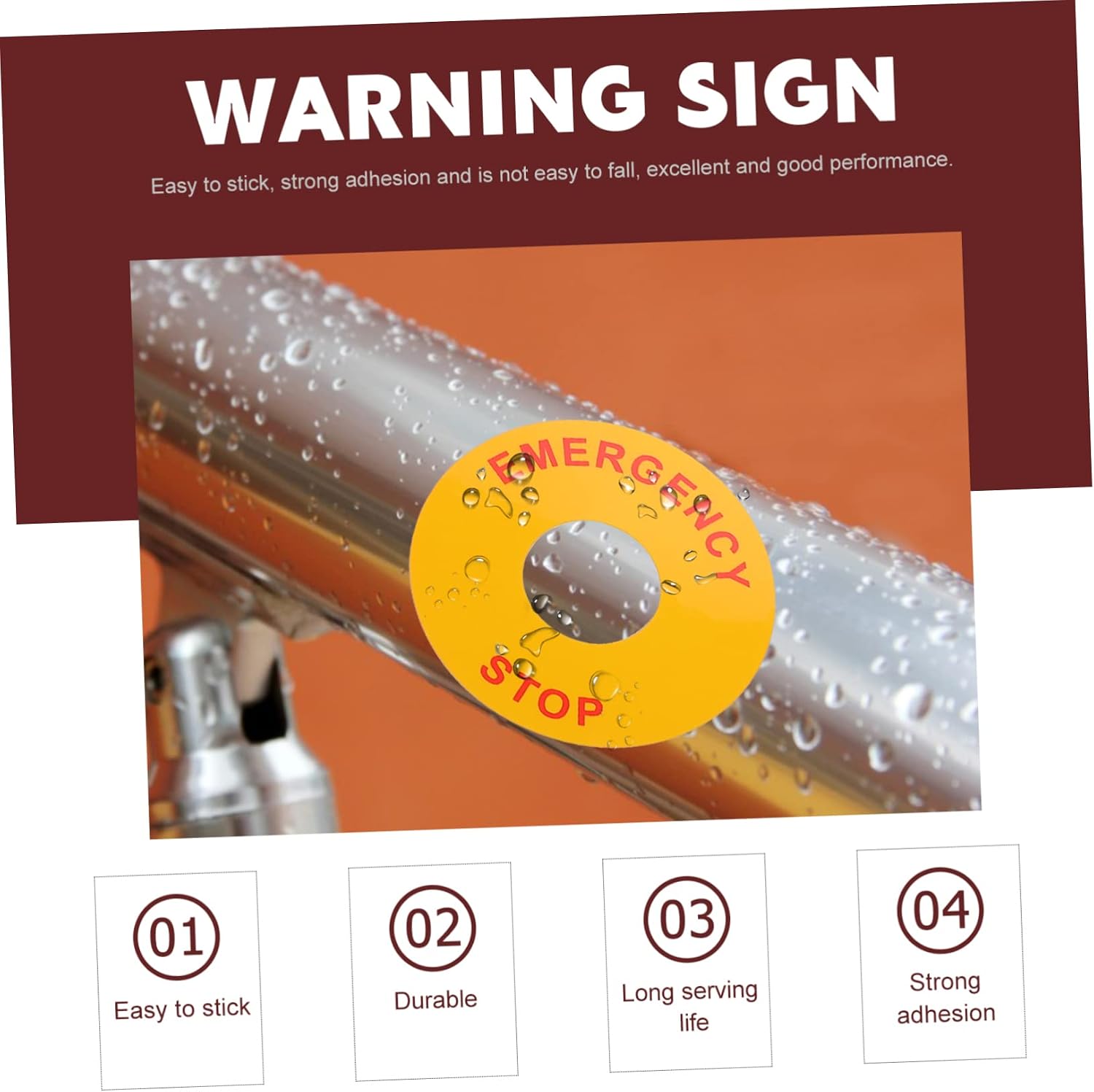 OUNONA 8pcs Caution Emergency Stop Sticker Warning Label Industrial Stickers Safety Sign Emergency Stop Indicator Decal