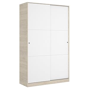DEKIT GRUPO RIMOBEL Armario 2 Puertas correderas, Natural Y Blanco Brillo, 120x204x50cm