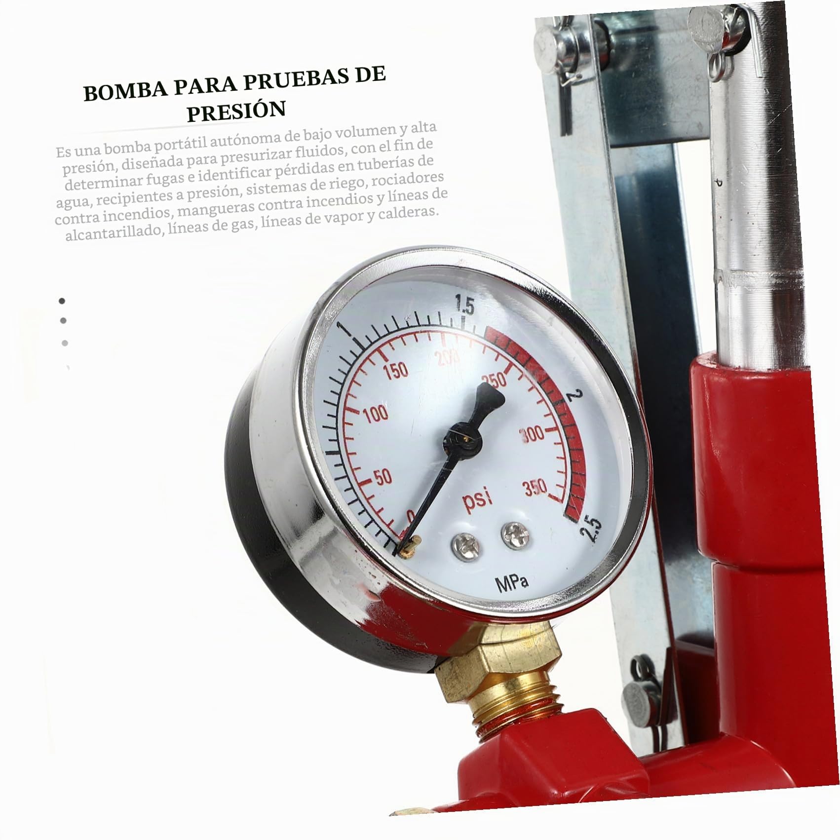 ULTECHNOVO Bomba De Prueba De Presión Manual 25Kg Con Manómetro Grande Para Agua Y Aceite Hidráulico Uso Industrial Y Construcción Con Tubería De Color Aleatorio