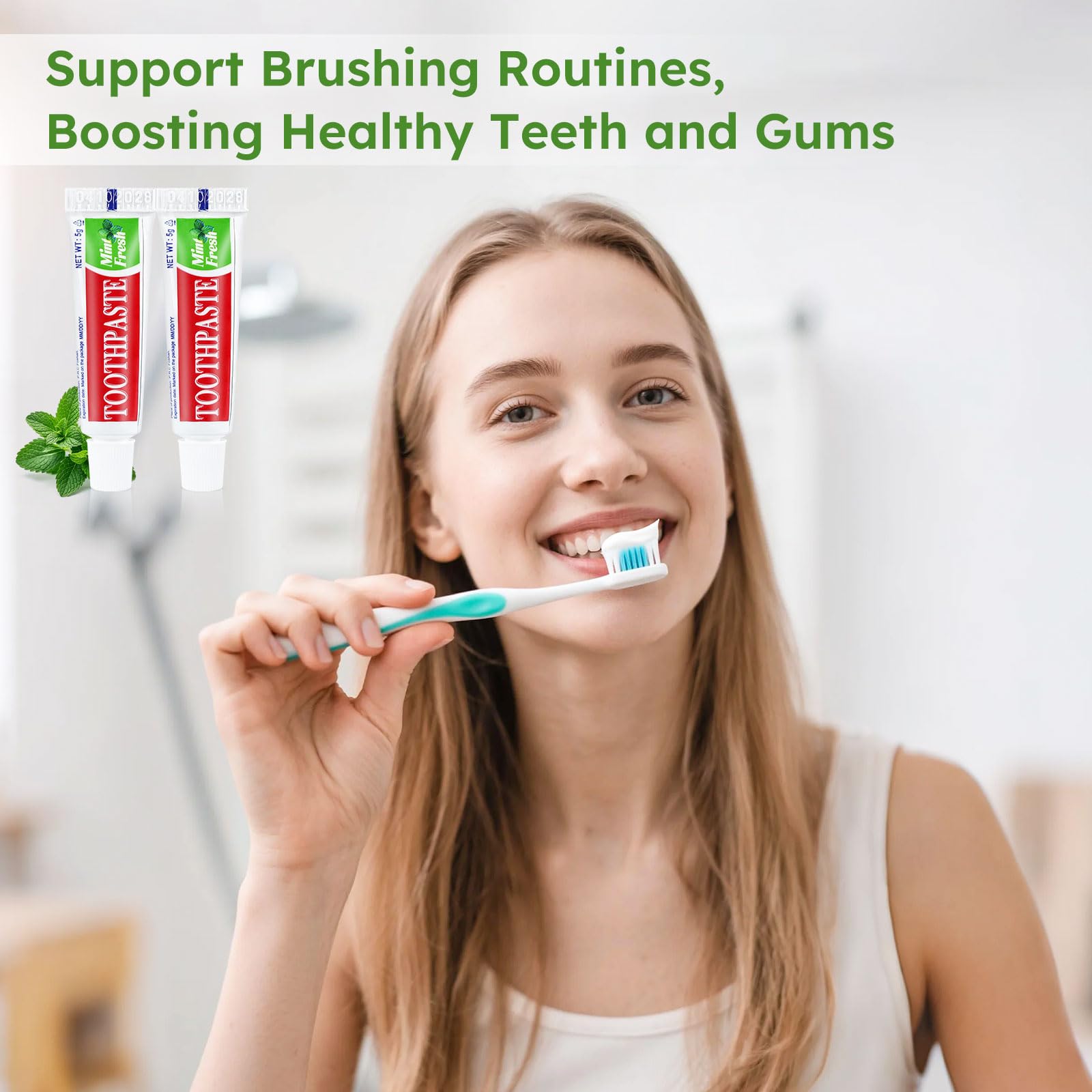Mini dentifricio da viaggio da 5 g, monouso, al sapore di menta, tascabile, piccolo dentifricio essenziale per viaggi, casa/hotel/ospiti/beneficenza/senzatetto/campeggio, uso singolo, 30 tubi