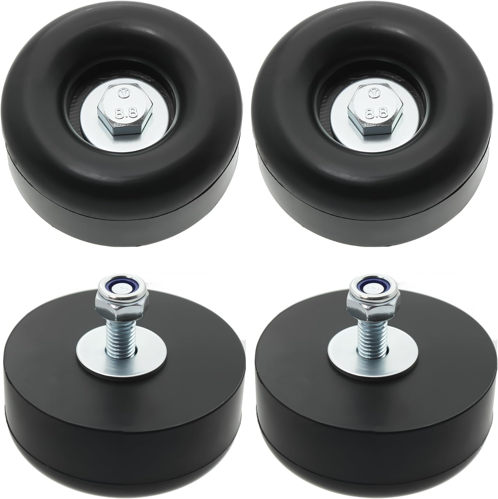 Trailer Ramp Door Rubber Bumpers, 2.5" Round Rubber Bump Stops, fit for Trailer Door Bumper, Air Compressors, Pumps,Generators, Pressure Washers, with Screw Kits, 4-Pack