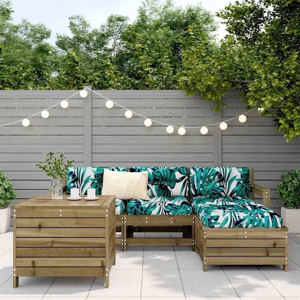 Makastle Salon de Jardin Modulaire 5 pcs Bois de Pin Brun