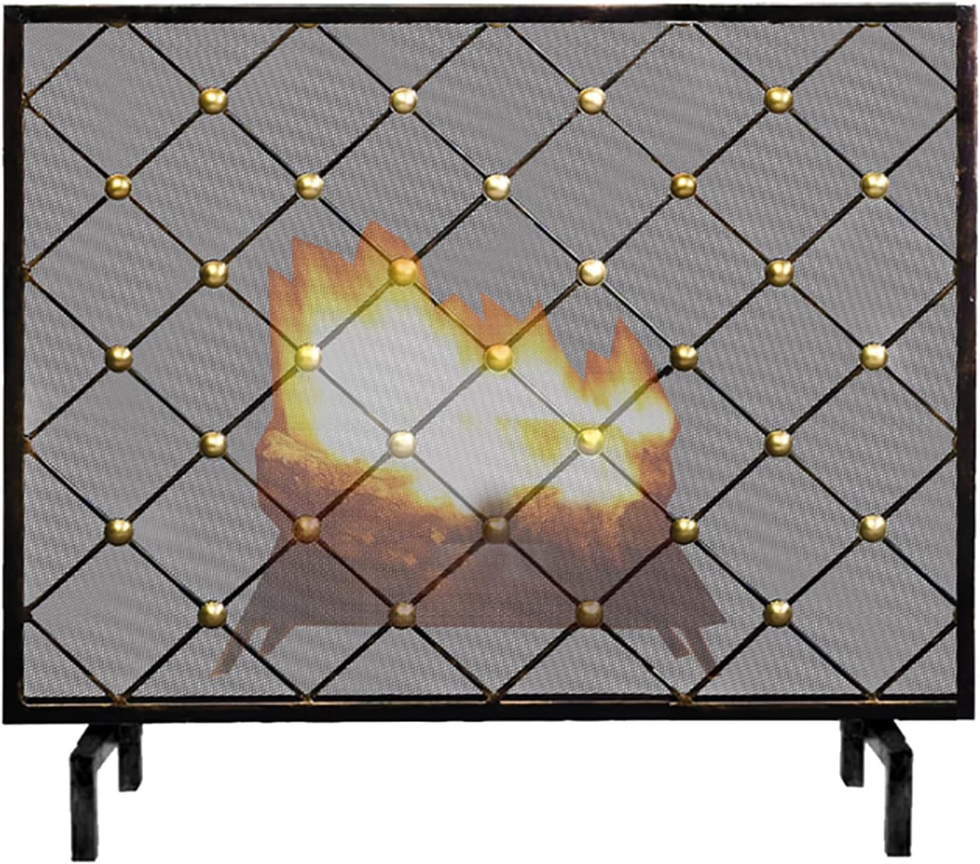 Modern Wrought Iron Fire Screen for Living Room, Handmade Spark Flame Partition, Flat Design for Wood Burning Stove, Stylish Fireplace Mesh Protector