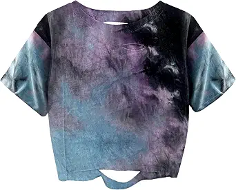 Remidoo Women's Summer Casual Distressed Short Sleeve Crop Top Crewneck T Shirt