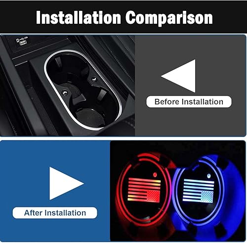 Miniatura 3 de 2 unidades de luces LED para portavasos de coche, posavasos para coche con luz para portavasos, 7 luces de cambio de color, posavasos para tazas