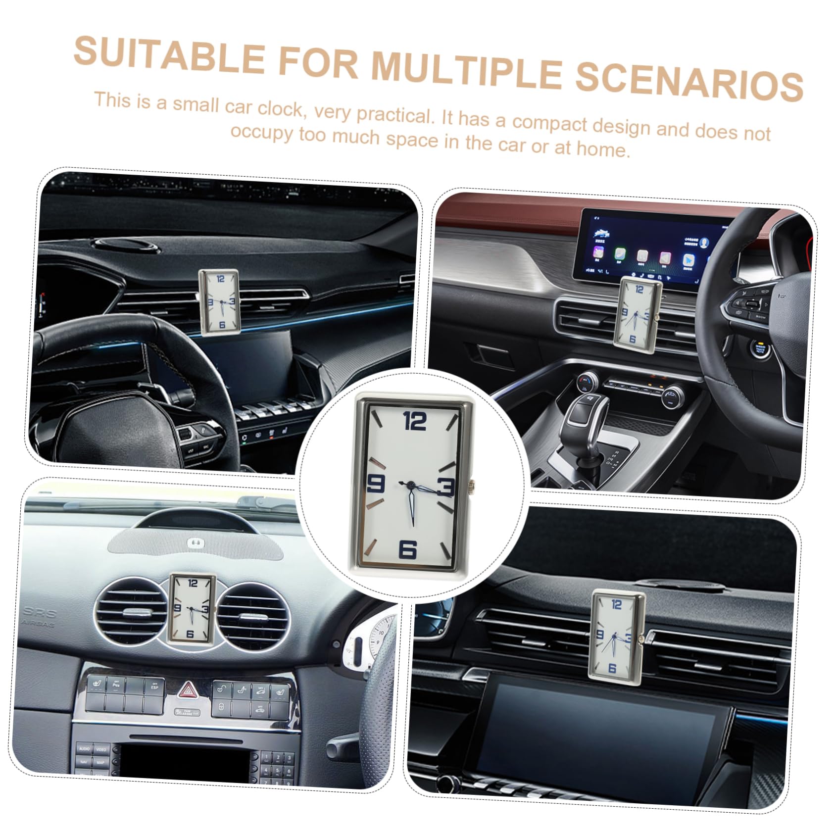OUNONA 5piezas Reloj Analógico Adhesivo Para Tablero De Coche Reloj De Salpicadero Compacto Decoración Práctica Para Vehículos y Oficinas Fácil Instalación y Uso Versátil