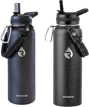 RAYMYLO Insulated Water Bottle 40 oz Magic Black + 40oz Insulated Water Bottle Black Speckled