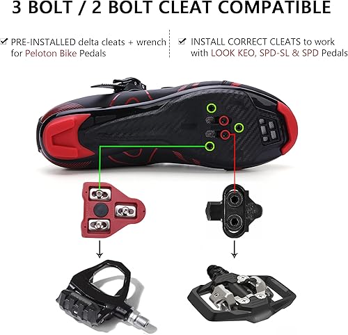 Miniatura 3 de KESCOO Zapatos de ciclismo para hombre y mujer, compatibles con zapatos de bicicleta Peloton y tacos Delta preinstalados, clip en bicicleta de
