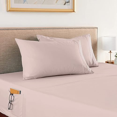 Miniatura 2 de Elegant Comfort Juego de sábanas inteligentes de 4 piezas, sábana bajera de bolsillo profundo con bolsillos laterales de almacenamiento, microfibra