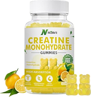 Creatine Monohydrate Gummies 5000mg for Men & Women, Chewables Creatine Monohydrate for Muscle Strength, Muscle Builder, Energy Boost, Pre-Workout Supplement-90 Lemon Gummies