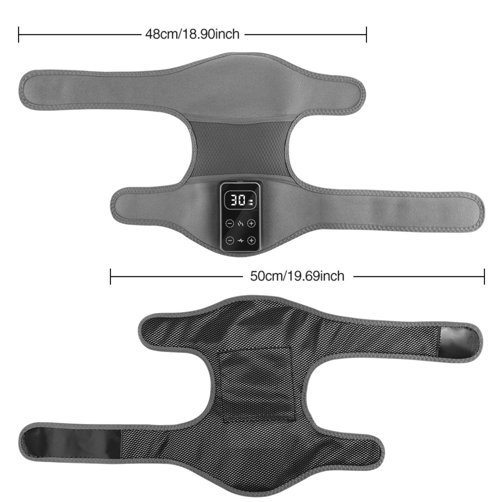 Massaggiatore Termico per Ginocchia con Vibrazione, Fascia 2-in-1 per Gomito e Gamba con Riscaldamento e Massaggio, 5 Livelli di Calore & 3 Modalità, Display Digitale