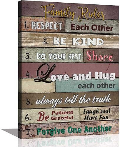 Miniatura 1 de Lienzo decorativo para pared para sala de estar arte de pared inspirador citas motivacionales póster en lienzo impreso reglas familiares para