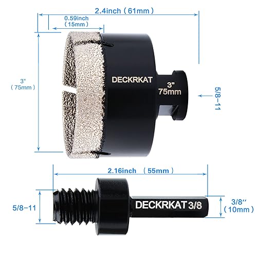 Miniatura 2 de Sierra perforadora de diamante, sierra de agujero de 3 pulgadas para azulejos, granito, mármol, cerámica, vidrio, porcelana, broca de núcleo de