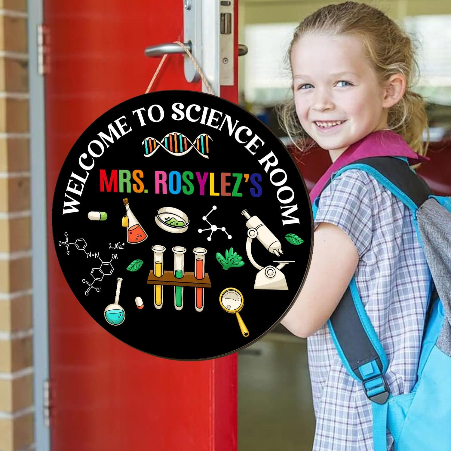 Personalized Science Teacher Door Sign, Teacher Name Sign, Back To School, Chalkboard Signs, Science Teachers Gift, Classroom Decor, Teacher's Name Signs for Classroom DNA, School Supplies Must Have image 3