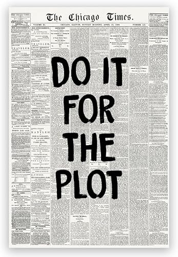 Arte de pared de moda en blanco y negro, decoración de habitación preppy, decoración de pared retro de periódico de Chicago, póster con texto en