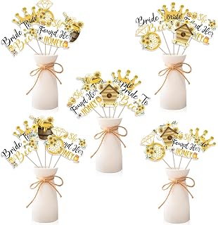 Bee Bridal Shower Decoration, 24pcs She Found Her Honey Decoration Table Centerpiece Stick Double-Sided Printing for Bride to Bee Bachelorette Engagement Wedding Party