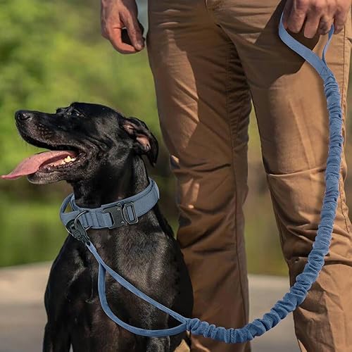 Miniatura 6 de COOYOO Juego de 3 collares tácticos para perros, collar ajustable de nailon para entrenamiento militar con mango de control y hebilla de metal