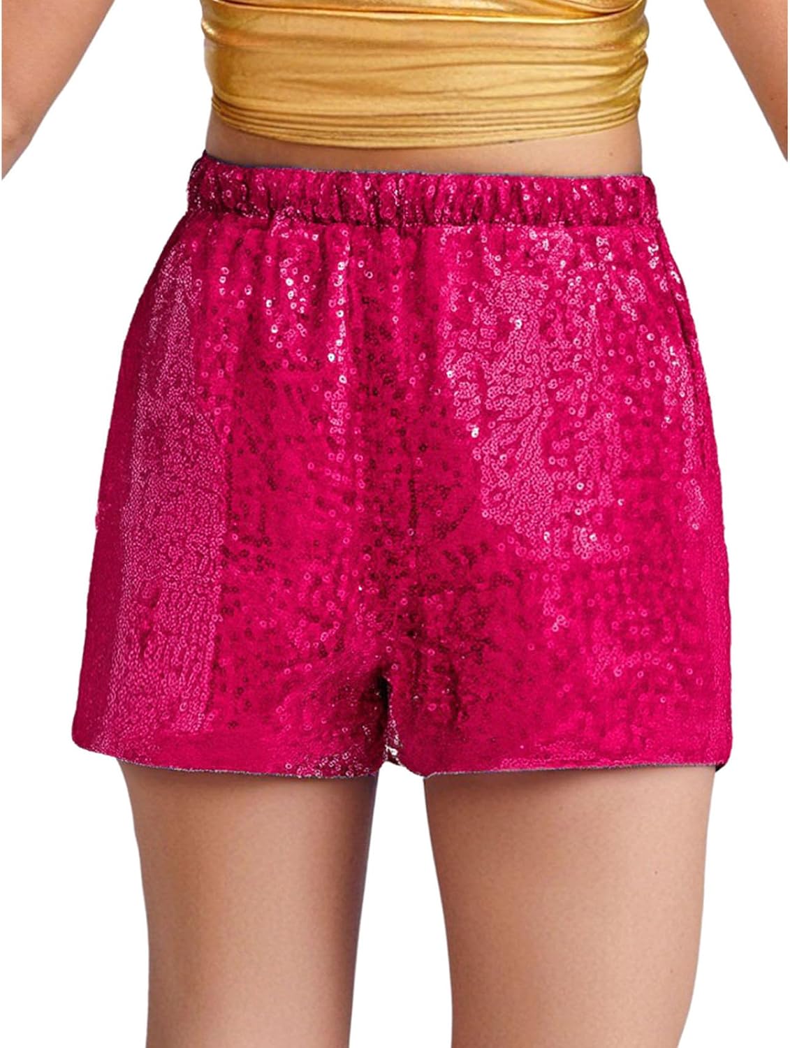 JEYPINMI Big Girls Athletic Gymnastics Shorts Sparkle Hot Pants Sequin Jazz Dance Bottoms Tumbling Cheer Uniform