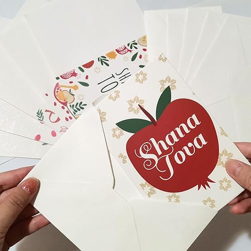Miniatura 4 de Paquete de 12 tarjetas Rosh Hashanah con sobres, tarjetas de felicitación de regalo de Año Nuevo judío Shana Tova de 6 x 4 pulgadas