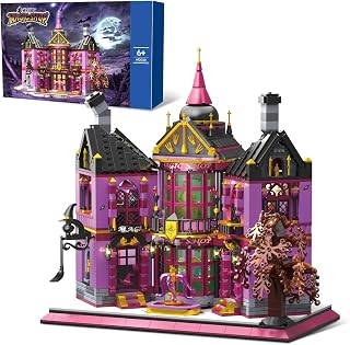 Pink Palace House Building Blocks Sets - 1366 PCS Halloween Haunted House Magic Shop Model Toys for Kids Adults Collection Idea for Boys Girls Aged 8+