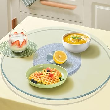 24 27 31 33 35 39 43in Dining Table Turntable Explosion-Proof Tempered Glass Rotating Tray Lazy Susan Turntable with Silent Bearings Strong Load-Bearing Easy to Clean for Banquets Party Family Dinners