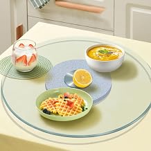24 27 31 33 35 39 43in Dining Table Turntable Explosion-Proof Tempered Glass Rotating Tray Lazy Susan Turntable with Silent Bearings Strong Load-Bearing Easy to Clean for Banquets Party Family Dinners