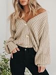 PRETTYGARDEN Women's Chunky Knit Open Front Sweater Long Sleeve Button Loose Short Cardigan Outerwear Coats