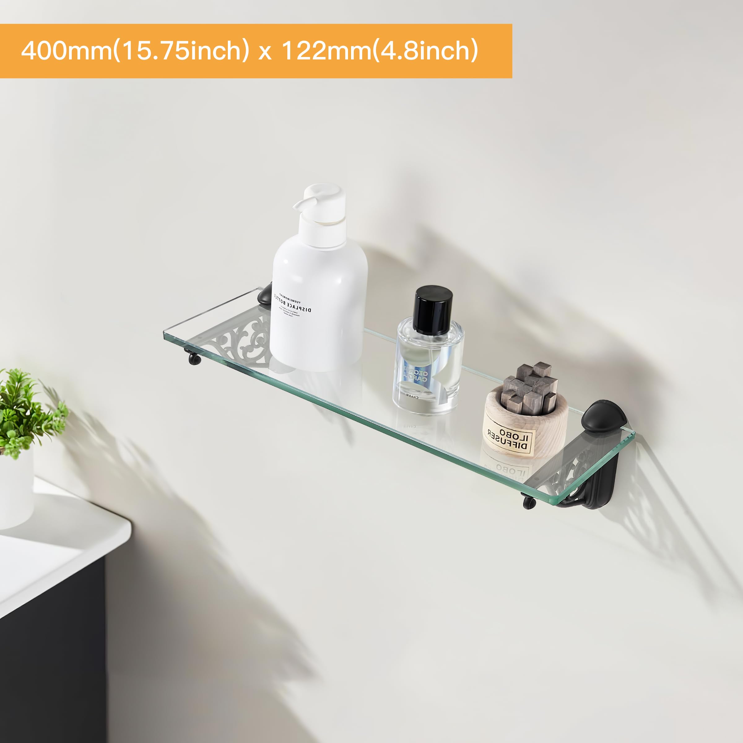 KHTUMEWARE-245MB+15.8BL Matte Black Shelf Brackets 16 in (406 mm) in Matte Black — KHTUMEWARE