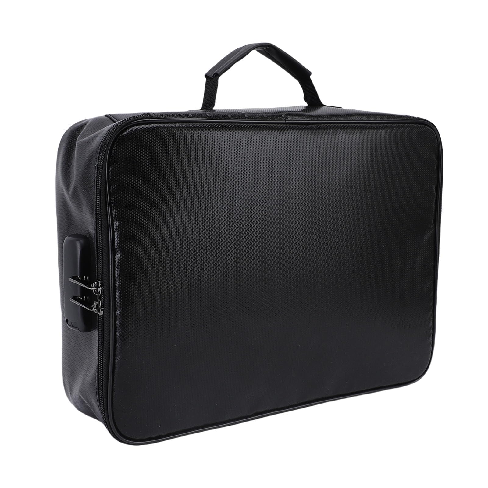 Organizer per documenti con serratura codificata Borsa portadocumenti portatile con cerniera a 3 strati per viaggi, ufficio, casa, nera