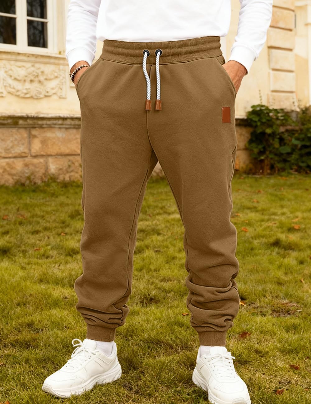 Mens Drawstring Sweatpants with Pockets Athletic Jogger Pants Cargo Sweatpant Winter Fleece Athletic Trousers - Image 5