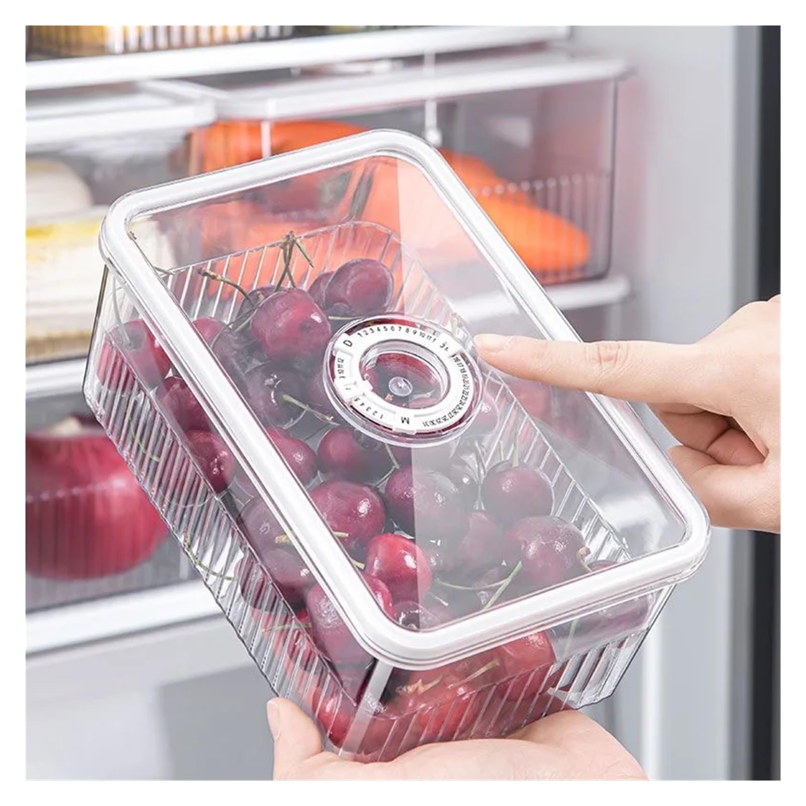 Pudełko do przechowywania lodówki, świeże, organizer na warzywa, owoce, żywność, spiżarnia, pojemniki kuchenne (900 ml)