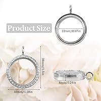 Vista 2 de WANDIC Abalorios de fotos de diamantes de imitación, colgante redondo de plata con medallón de memoria, para ramo de boda nupcial para foto