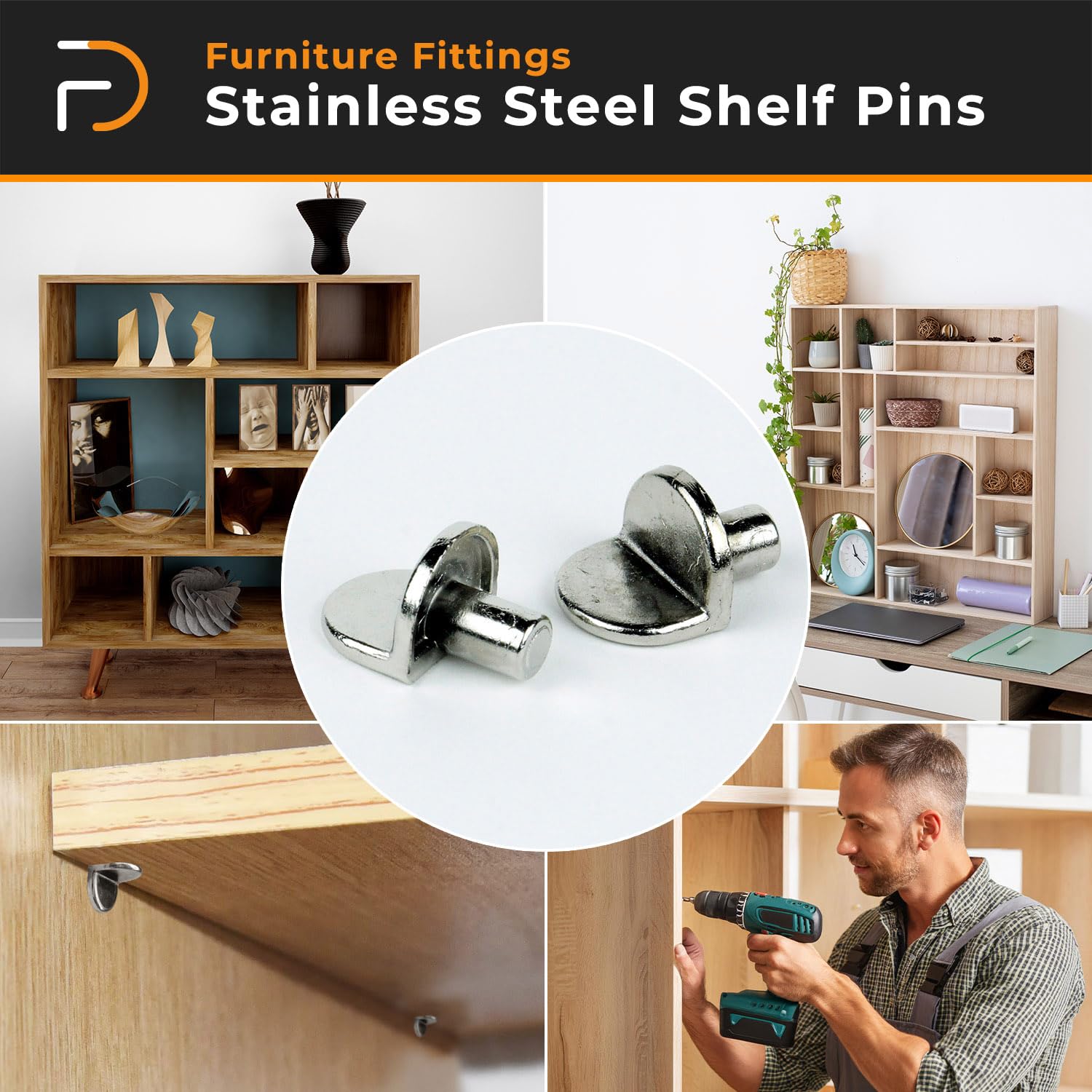 100Pcs Shelf Support Pegs | 5mm Cabinet Shelf Pins| L-Shaped Shelf Pins | Metal Adjustable Shelving Pegs | L Shaped Metal Support Pins