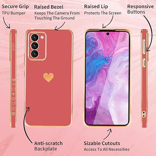 Miniatura 5 de Shorogyt Funda de corazón para Samsung Galaxy Note 20 5G4G de 6.7 pulgadas para mujer, diseño estético, diseño de corazones de amor, para niñas,