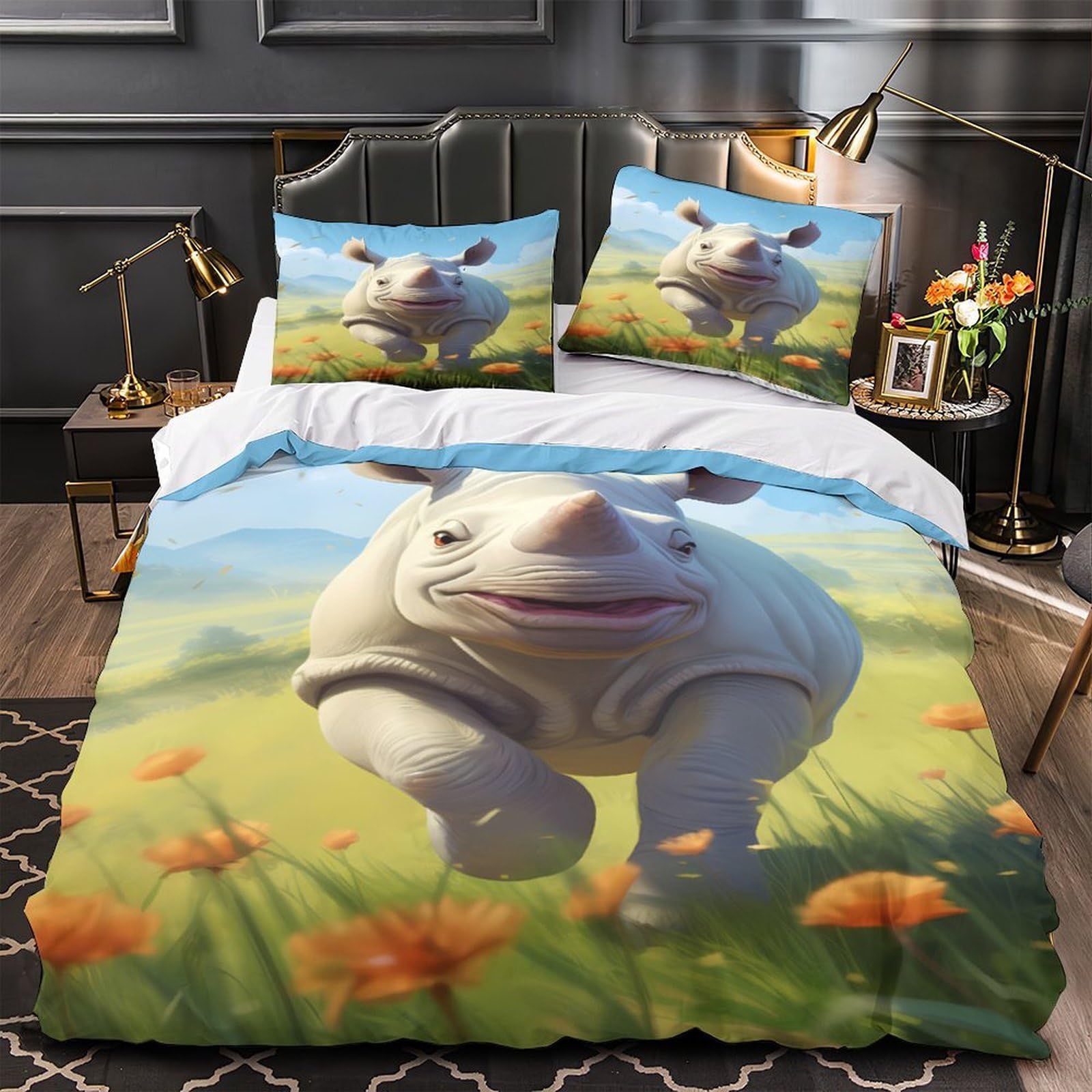 Housse de couette requin-marteau 260x220 cm en microfibre