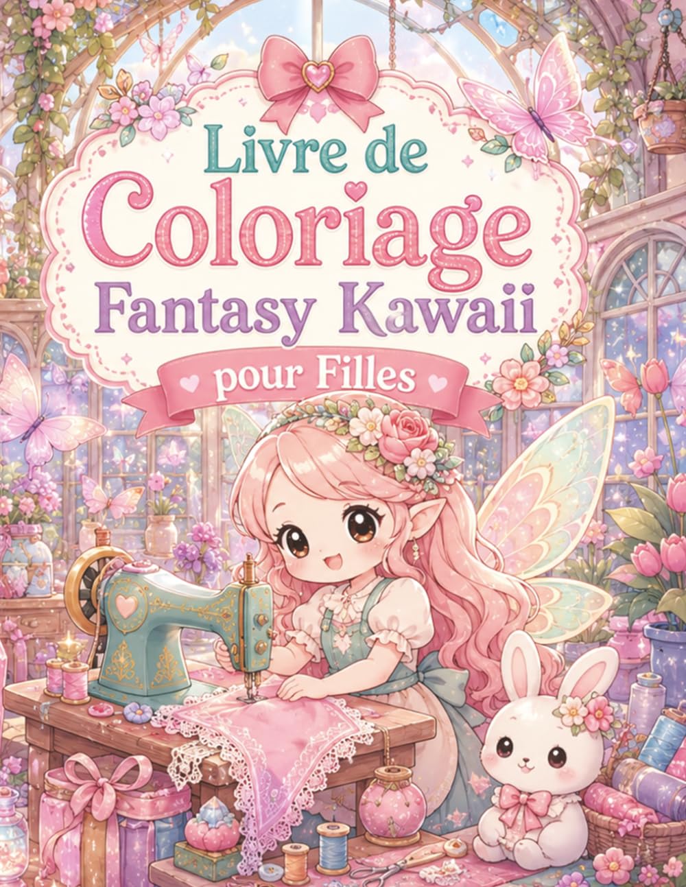 Livre de Coloriage Fantasy Kawaii pour Filles: Châteaux célestes, lunes et étoiles – 50 aventures féeriques relaxantes à mettre en couleurs