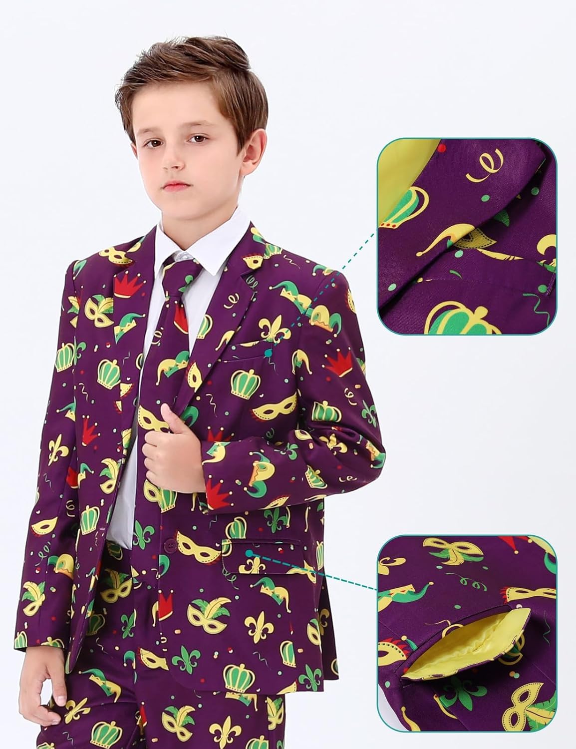 A&J DESIGN Boys Funny Print Suit for 6-16 Years