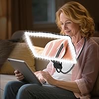 10X Hands-Free Rechargeable Magnifying Glass with 50 LED Lights - Large Neck Magnifier for Seniors Low Vision Reading