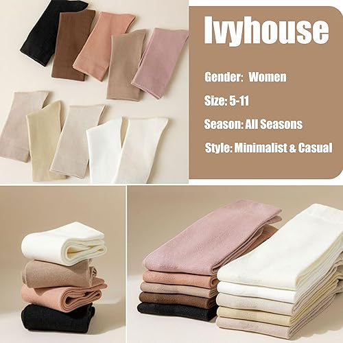 Miniatura 4 de Ivyhouse Calcetines delgados para mujer, calcetines de vestir, calcetines de algodón suave, calcetines de cuello redondo para pantalones de